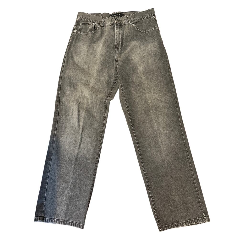 Vintage Calvin Klein Jeans Size 34 Faded Black Acid Wash Straight Leg 90s